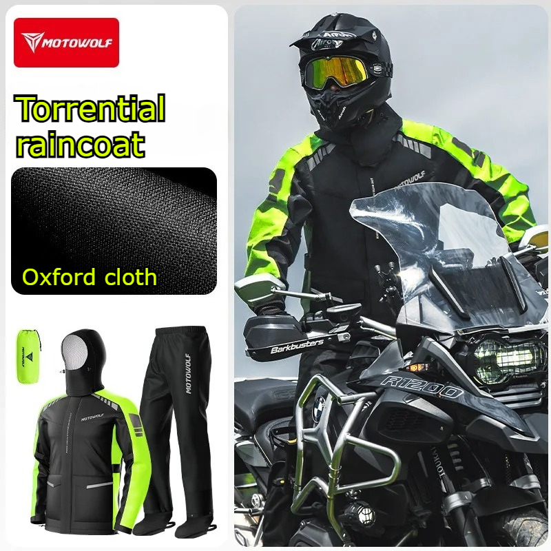 Cycling Commuter Rain Jacket - Motowolf Reflective Motorcycle Rain Jacket Waterproof