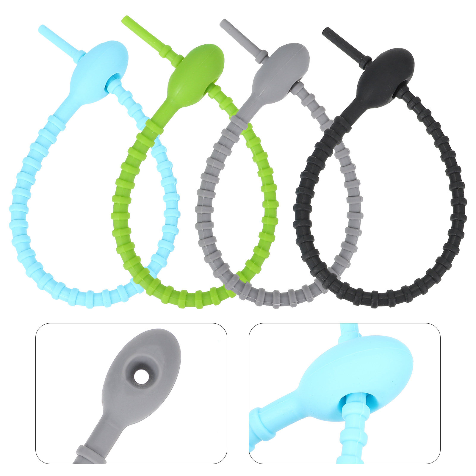 8Pcs Food Grade Silicone Food  - đánh giá và giá Cable Lock Flexible